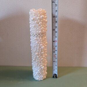 Empty Faux Pearl Embellished Bottle with Lid 6.5" Tall